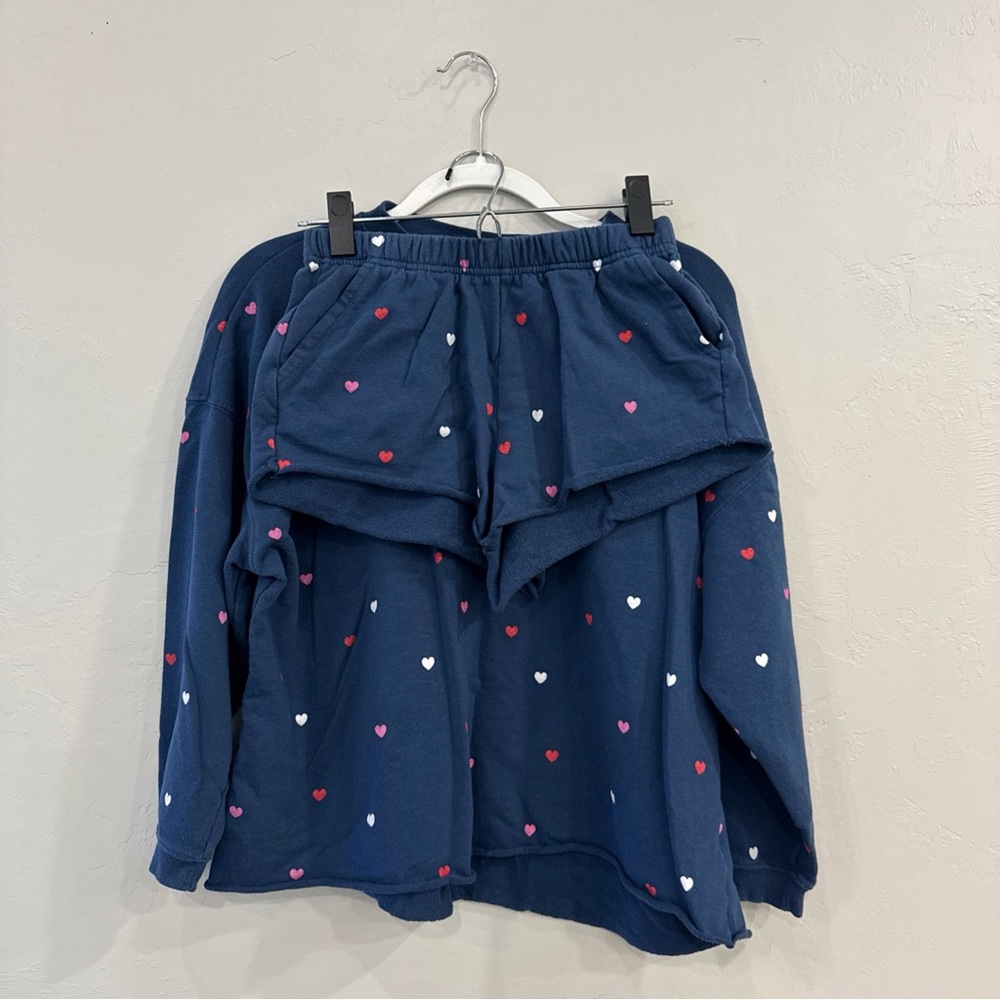 Mighty Fine Navy Heart Pattern Sweater